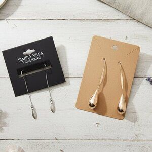 NWT Simply Vera Vera Wang Silver Tear Drop Threader Earrings + boutique pair